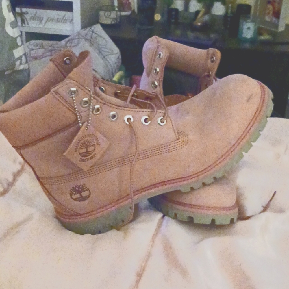 Light baby pink Timberland boots